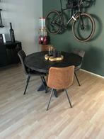 Zwarte Ronde Mango houten eettafel 120cm, Huis en Inrichting, Tafels | Eettafels, Ophalen, 100 tot 150 cm, Zo goed als nieuw, Vier personen