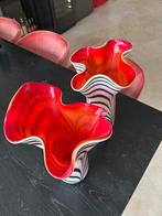 Murano Stijl Vazen - Handgeblazen Duo, Huis en Inrichting, Woonaccessoires | Vazen, Ophalen, Minder dan 50 cm, Rood, Glas