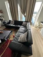 Zwarte leren hoekbank (270x250cm) - Rookvrij & Dierenvrij, Huis en Inrichting, Banken | Bankstellen, Ophalen, 250 tot 300 cm, Gebruikt