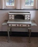 Antiek franse kaptafel fruitbomenhout groen met witte lades, Ophalen, Gebruikt, 100 tot 150 cm, Minder dan 100 cm