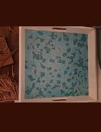 Groot Dienblad handgemaakt met blauw mozaïek ongevoegd, Huis en Inrichting, Woonaccessoires | Dienbladen, Ophalen of Verzenden