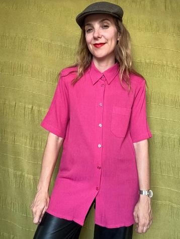 Vintage blouse, maat 42/XL - roze - 90's beschikbaar voor biedingen