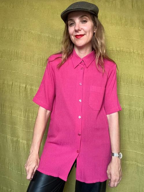 Vintage blouse, maat 42/XL - roze - 90's, Kleding | Dames, Blouses en Tunieken, Gedragen, Maat 42/44 (L), Roze, Ophalen of Verzenden