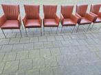 4 Bert Plantagie design Arc leer + 2 gratis eetkamerstoelen, Huis en Inrichting, Stoelen, Ophalen, Gebruikt, Bruin, Metaal