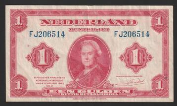 1 gld 1943 FJ 206514 (wilhelmina) aardig exemplaar beschikbaar voor biedingen