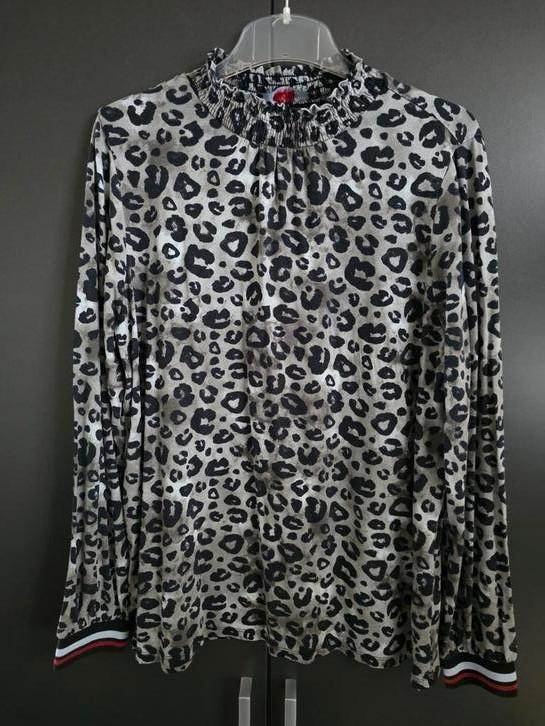 Shirtblouse in luipaardmotief grijs/zwart maat 44, Kleding | Dames, Blouses en Tunieken, Zo goed als nieuw, Maat 42/44 (L), Zwart