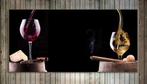 Canvas 30x60 borrel. Wijn en cognac glas., Nieuw, Ophalen of Verzenden