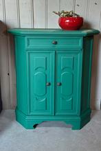 Brocante halkastje - kastje - groen - shabby chic, Ophalen, Zo goed als nieuw