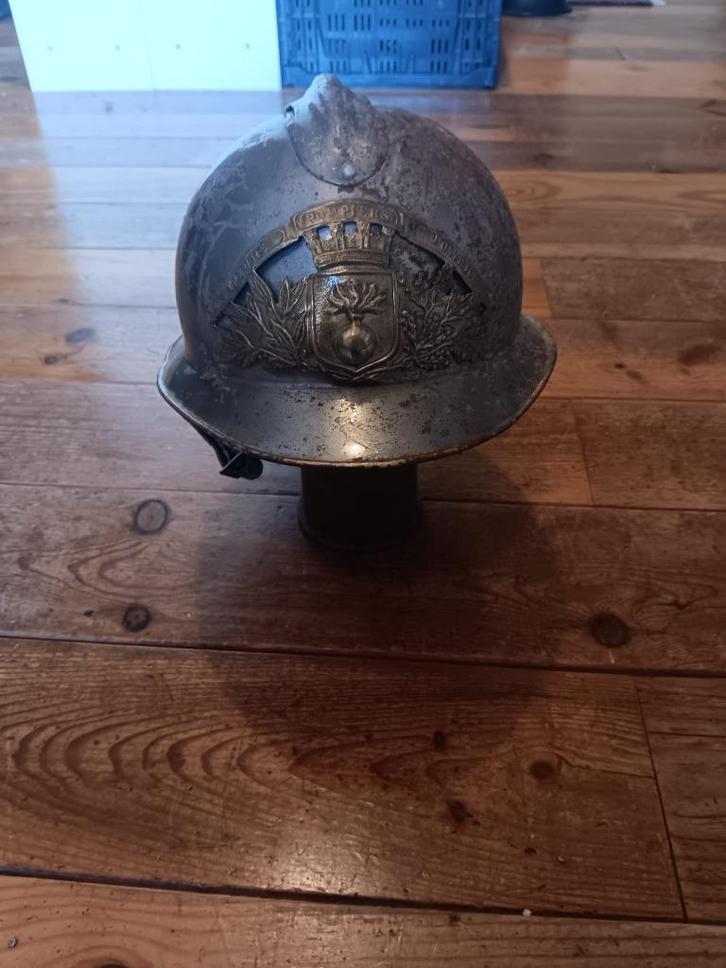 Brandweerhelm "Ponthion", Verzamelen, Militaria | Algemeen, Landmacht, Helm of Baret, Overige gebieden, Ophalen of Verzenden