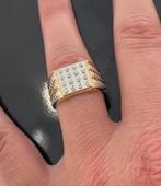 Fraaie 14 karaats bicolor gouden heren ring met 16 diamanten, Sieraden, Tassen en Uiterlijk, Ringen, Goud, Goud, 20 of groter