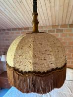 Stoffen jaren 70 rise and fall plafondlamp met franjes, Ophalen, 25 tot 50 cm, Zwart, Rond