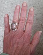 925 zilveren ring met heldere steen, 17.5-18 mm, multimaat, Sieraden, Tassen en Uiterlijk, Ringen, 17 tot 18, Ophalen of Verzenden