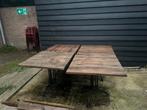 Houten tafels met metalen onderstel, Antiek en Kunst, Antiek | Meubels | Tafels, Ophalen