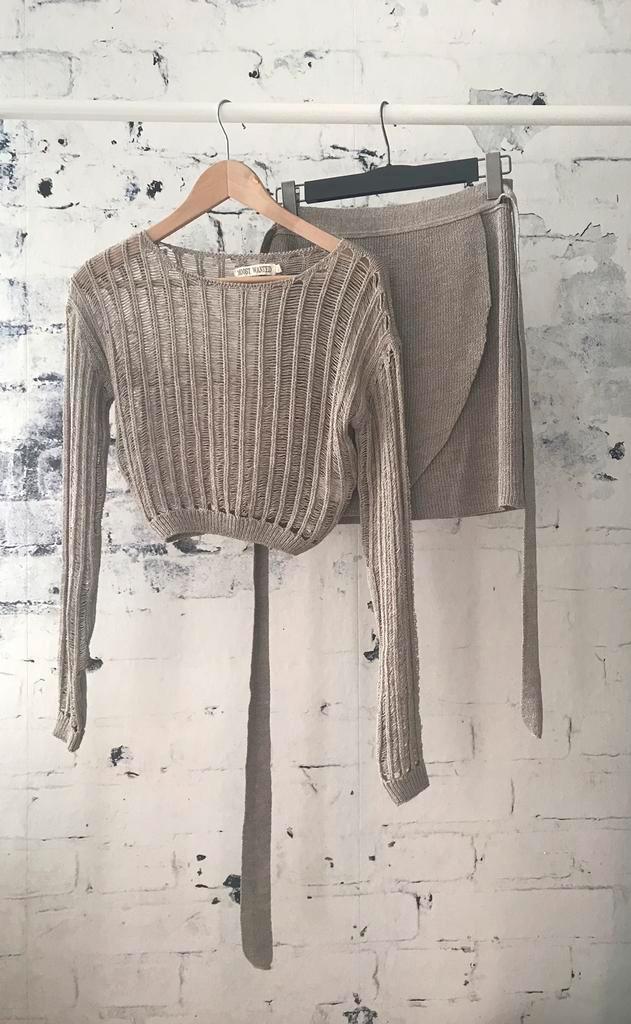 Moost wanted setje top + rok, Kleding | Dames, Tops, Gedragen, Maat 36 (S), Grijs, Lange mouw, Verzenden