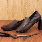 Bruine heren loafers leren instappers mannen nette mocassins, Verzenden, Nieuw, Bruin, Loafers