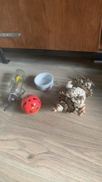 Set hamsteraccessoires – drinkfles, voerbakje, speeltjes beschikbaar voor biedingen