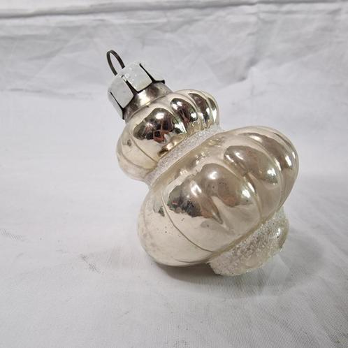 Vintage oud antiek kerstbal lampion glas zilverkleur kerst, Diversen, Kerst, Zo goed als nieuw, Ophalen of Verzenden