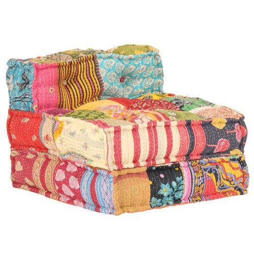 vidaXL Poef modulair stof patchwork, Huis en Inrichting, Banken | Voetenbanken en Poefen, Nieuw, 50 tot 75 cm, 50 tot 75 cm, Rechthoekig