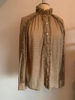 Antik Batik blouse streep khaki groen goud M/38  - L/40, Maat 38/40 (M), Ophalen of Verzenden, Zo goed als nieuw, Groen