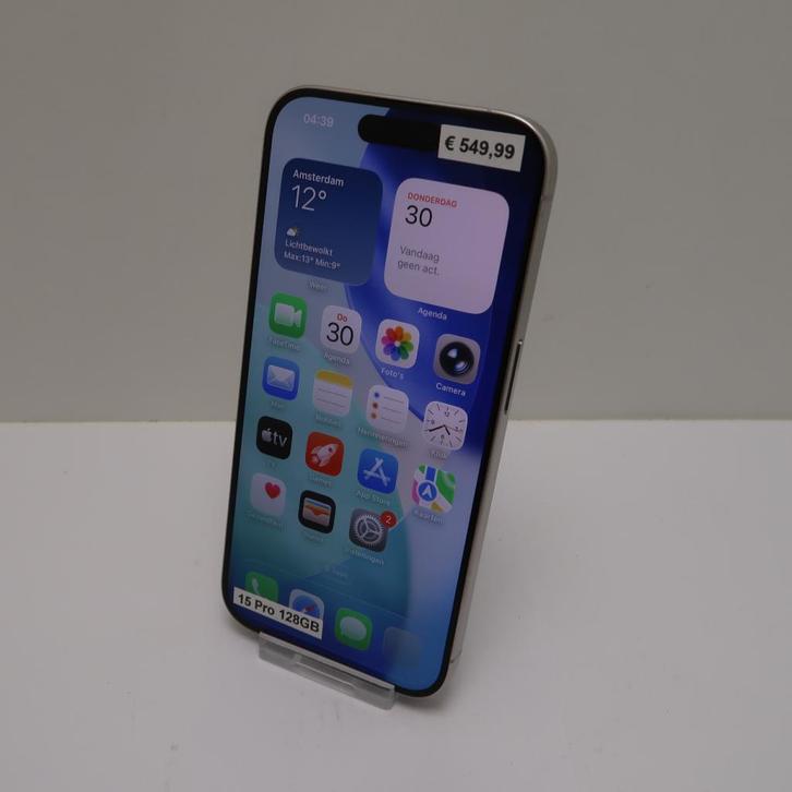 iPhone 15 Pro 128GB White Titanium | Krasjes op Scherm, Telecommunicatie, Mobiele telefoons | Apple iPhone, Zo goed als nieuw