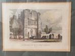 Mooie antieke ingelijste ets uit Engeland van Malling abbey., Antiek en Kunst, Kunst | Etsen en Gravures, Ophalen of Verzenden