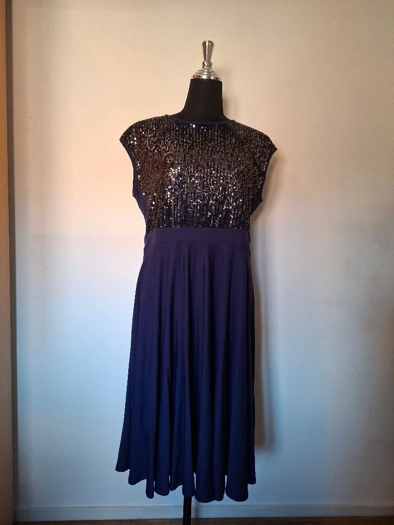 Body Flirt feestjurk donkerblauw met pailletten maat 48/50, Kleding | Dames, Gelegenheidskleding, Zo goed als nieuw, Galajurk