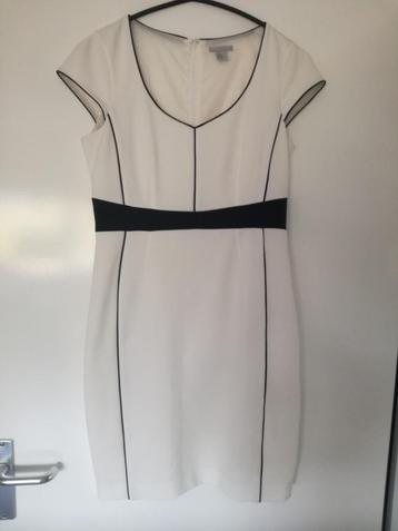 jurk,maat: 40/42,wit,zwart,bodycon,bijna nieuw,zomer,elegant