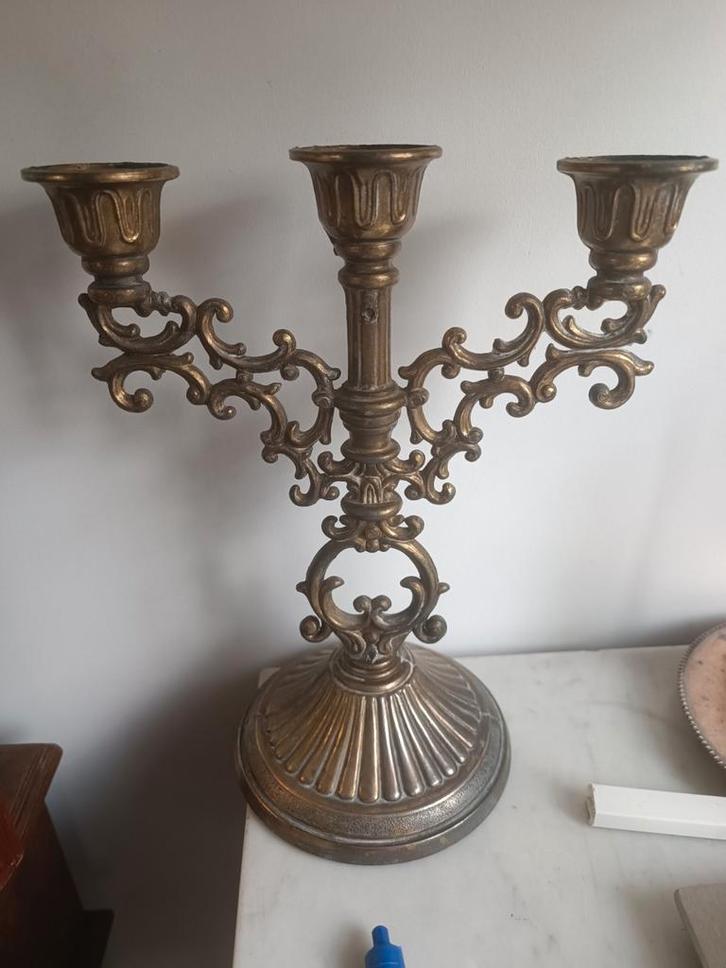 set van 2 kandelaar / kandelaber, in Barok of Rococo stijl, Antiek en Kunst, Antiek | Kandelaars, Koper of Brons, Ophalen of Verzenden