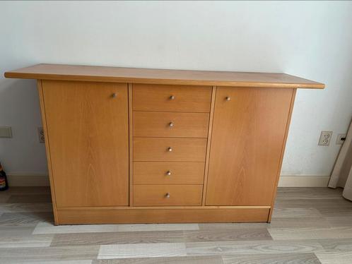 Design Buffetkast van beuken, Huis en Inrichting, Kasten | Dressoirs, Zo goed als nieuw, 50 tot 100 cm, 25 tot 50 cm, Met lade(s)