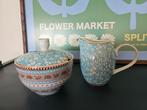Pip studio melkkannetje en suikerpot blauw ribbon rose, Overige typen, Ophalen of Verzenden, Zo goed als nieuw, Overige stijlen