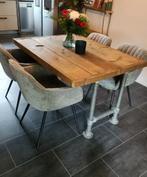 steigerhouten eetkamertafel, Ophalen, Zo goed als nieuw, Vier personen, Rechthoekig