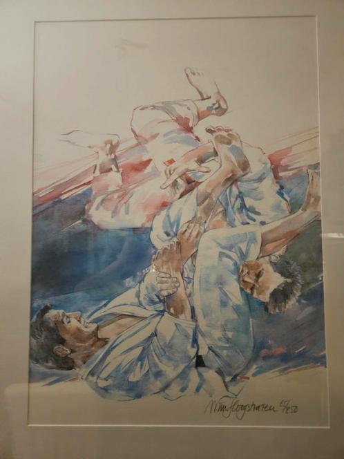 litho Wim Hoogstraten judo .voor leuk bod ., Antiek en Kunst, Kunst | Litho's en Zeefdrukken, Ophalen