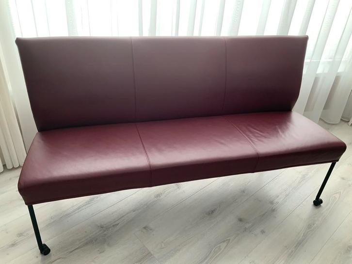 Leren eetbankje op wielen, Huis en Inrichting, Stoelen, Zo goed als nieuw, Drie, Leer, Overige kleuren, Ophalen