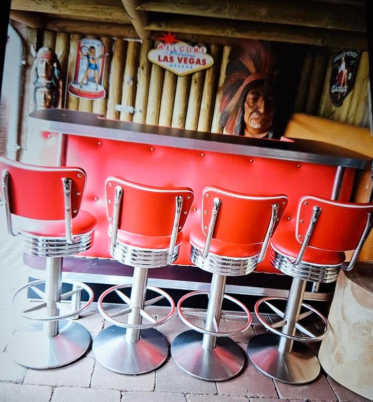 FIFTIES SIXTIES PEDRALI BARKRUKKEN BEL AIR BAR TAFEL, Huis en Inrichting, Barkrukken, Zo goed als nieuw, 60 tot 90 cm, Metaal