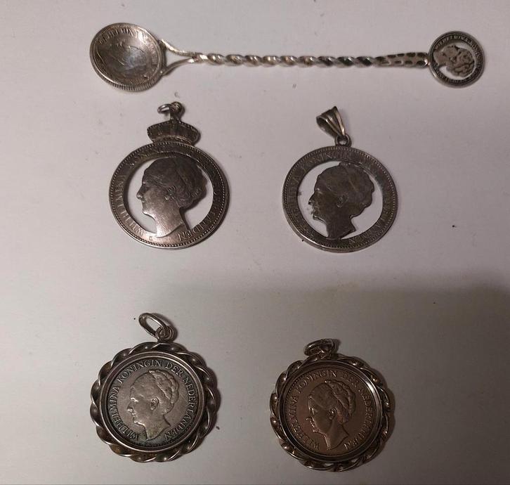 Zilveren guldens halve guldens lepeltje, stil verzet hangers, Antiek en Kunst, Antiek | Goud en Zilver, Ophalen