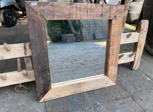 Stoere spiegel van oud Truckwood, Huis en Inrichting, Woonaccessoires | Spiegels, Nieuw, 50 tot 75 cm, Minder dan 100 cm, Rechthoekig