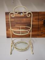 Etagere met 2 glazen plateaus - decoratief - brocante, Ophalen, Gebruikt