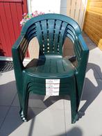 4 Mooie groene (stapel) tuinstoelen, Ophalen, Zo goed als nieuw, Kunststof, Stapelbaar