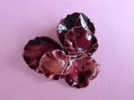 jwg Vintage 50s 60s emaille viooltje bloem broche wijnrood, Verzenden, Koper, Broche