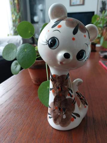 Vintage Keramiek Beeldje big eyed cat - Japan 18cm hoog beschikbaar voor biedingen