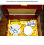 Chinese set van vier blauw en wit porseleinen kopjes, dekens, Ophalen of Verzenden