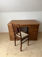 Vintage retro houten bureau 125x80 diep 75 hoog, Ophalen, Zo goed als nieuw