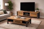 Robuuste TV-meubel + salontafel set  industrieel hout/metaal, Ophalen of Verzenden