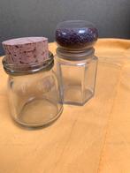 Vintage glazen potten 12 cm hoog, Ophalen of Verzenden, Zo goed als nieuw, Glas, Pannenset