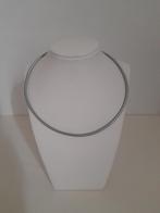 Leren zilveren spang collier choker, Verzenden, Nieuw, Zilver, Zilver