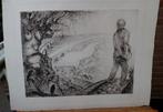Jan Keustermans (1917-2008) Arbeider in landschap 1965 ets, Verzenden