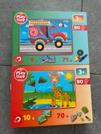 2x magneet puzzel dieren en voertuigen, Ophalen of Verzenden, Meer dan 50 stukjes, Gebruikt, 2 tot 4 jaar