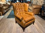 Gave Engelse Salvale chesterfield Oor fauteuil tab. Bruin, Huis en Inrichting, Fauteuils, Ophalen of Verzenden, Zo goed als nieuw