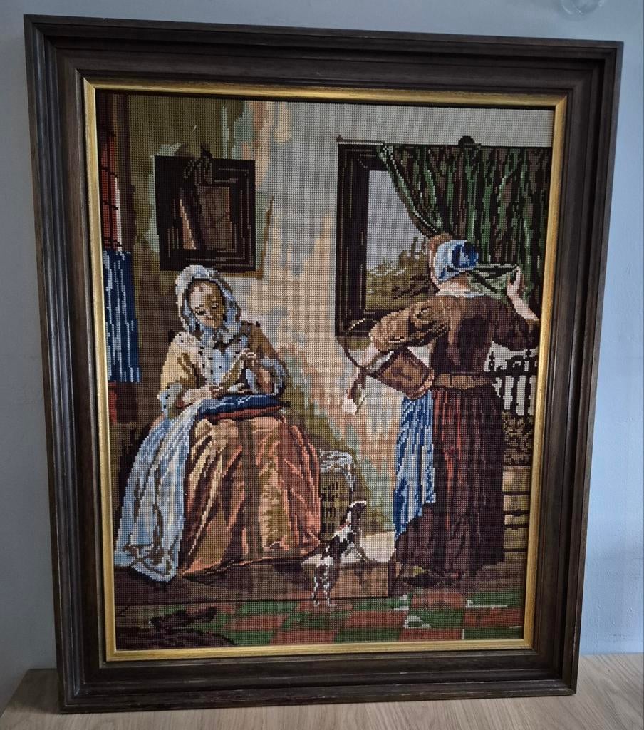 Groot kruissteek borduurwerk Gabriel Metsu 66x80 cm, Ophalen of Verzenden