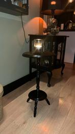 Vintage Zwarte Bijzettafel, Huis en Inrichting, 45 tot 60 cm, Minder dan 55 cm, Gebruikt, Rond